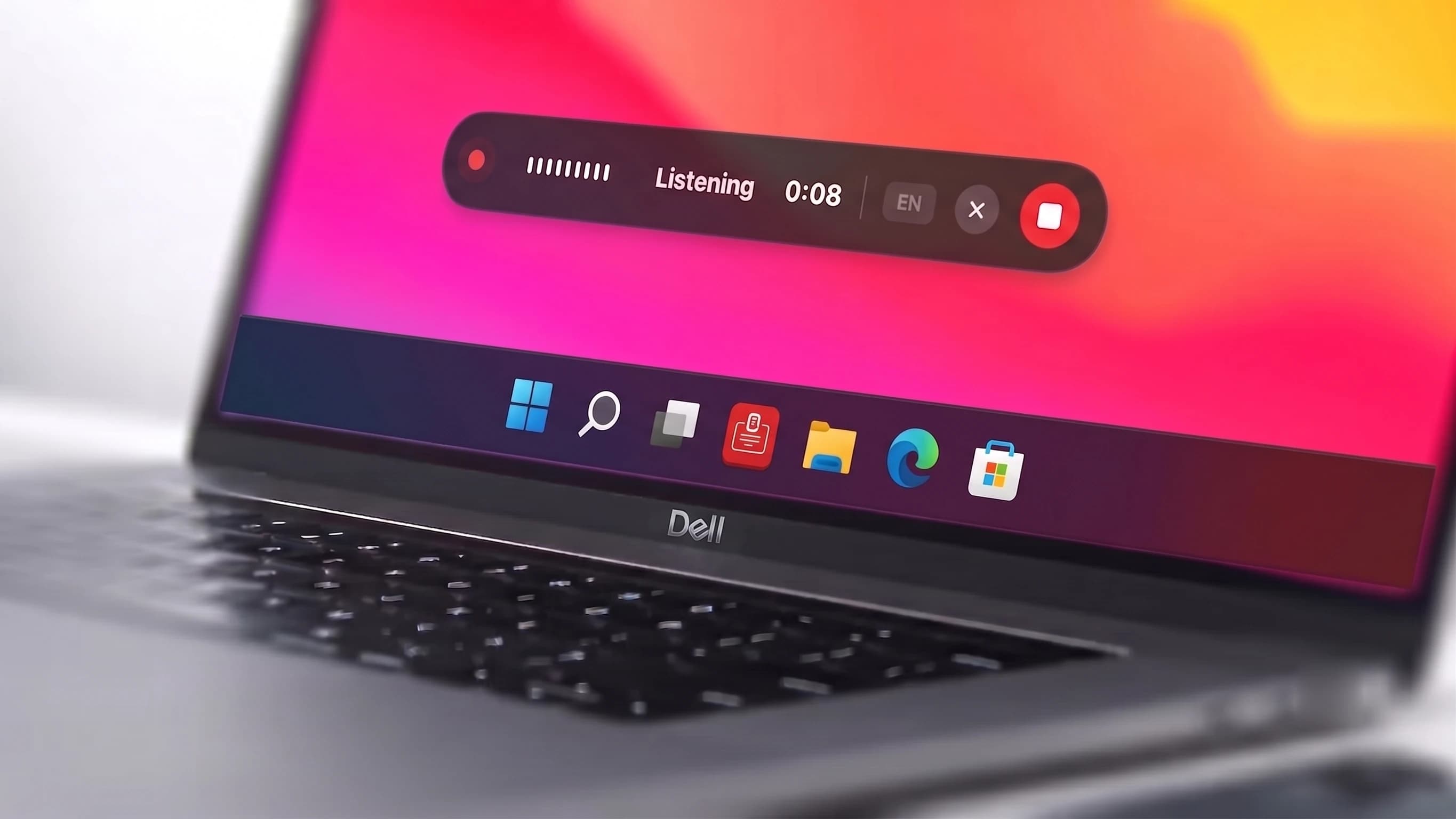 Speech to Note Windows app recording interface with live waveform