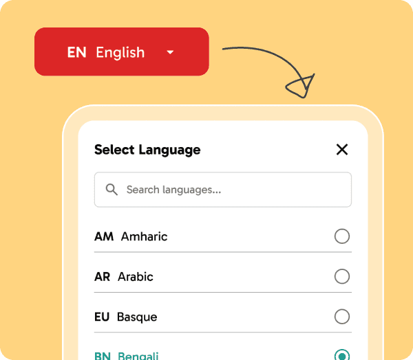 Language selection interface supporting international students and foreign language learning