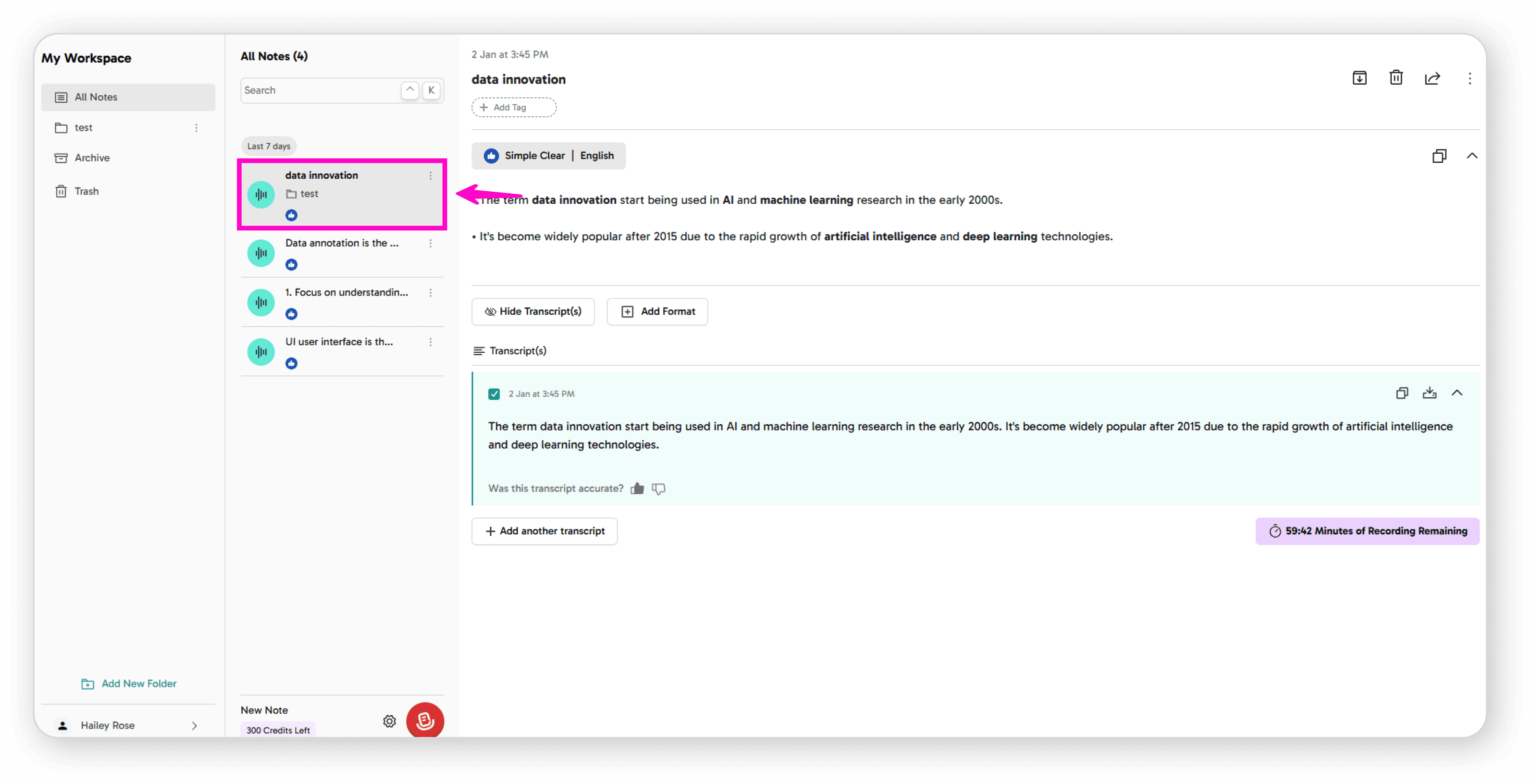 Open note to archive