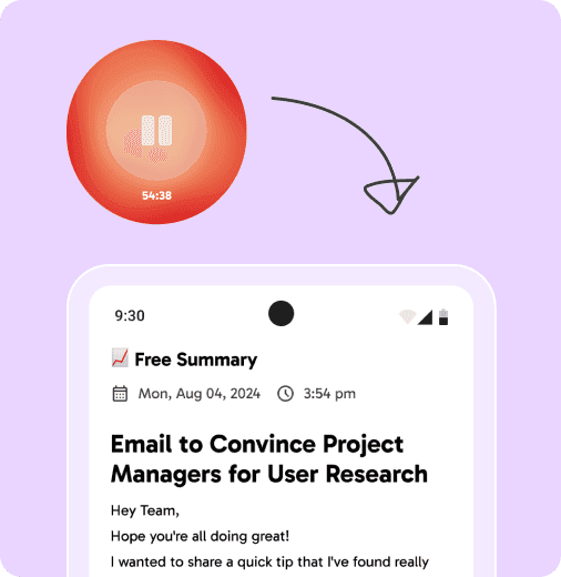 Screenshot showing voice recording converted to formatted study notes with headings
