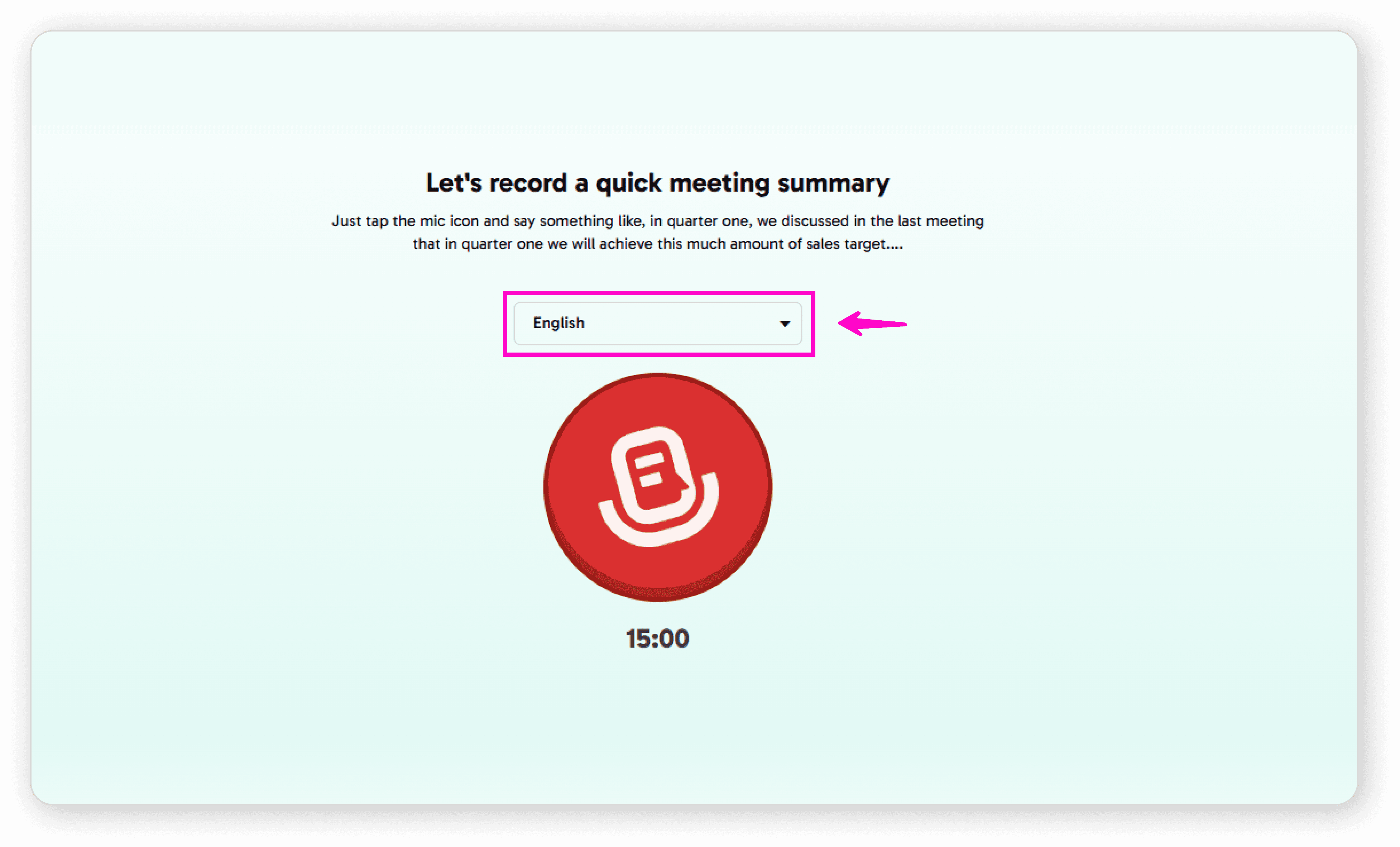 Select preferred language