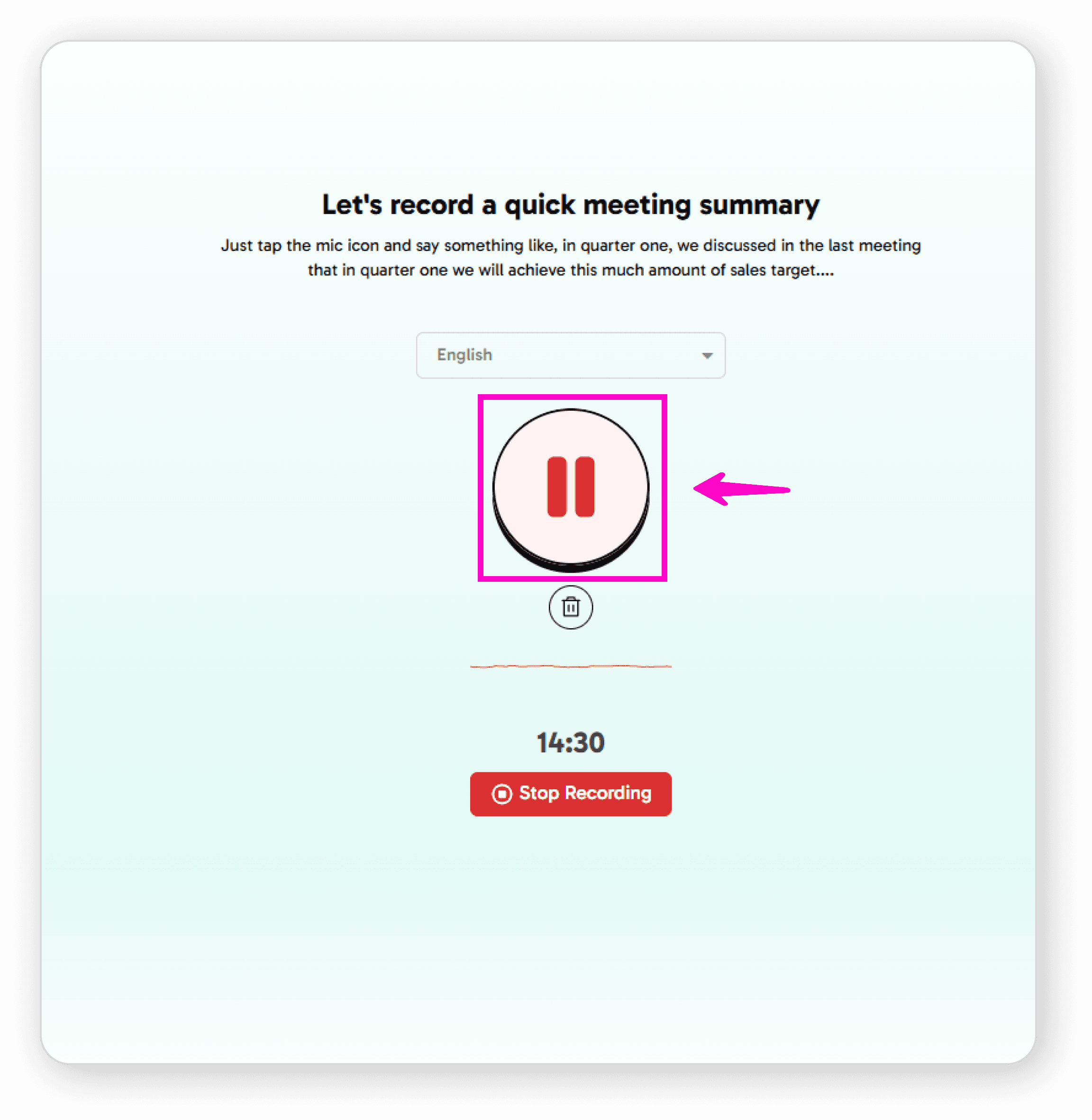 Pause or continue recording