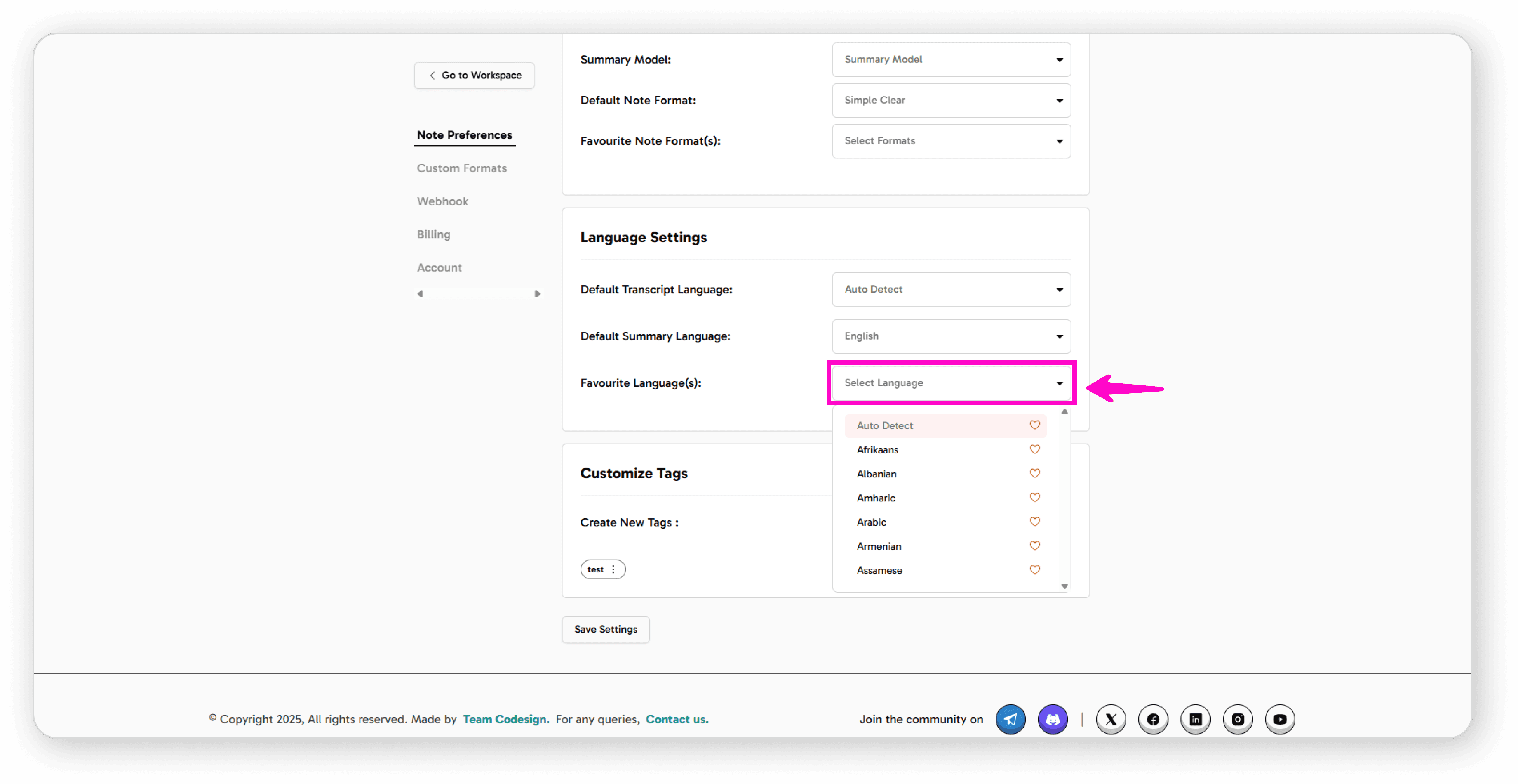 Search for languages