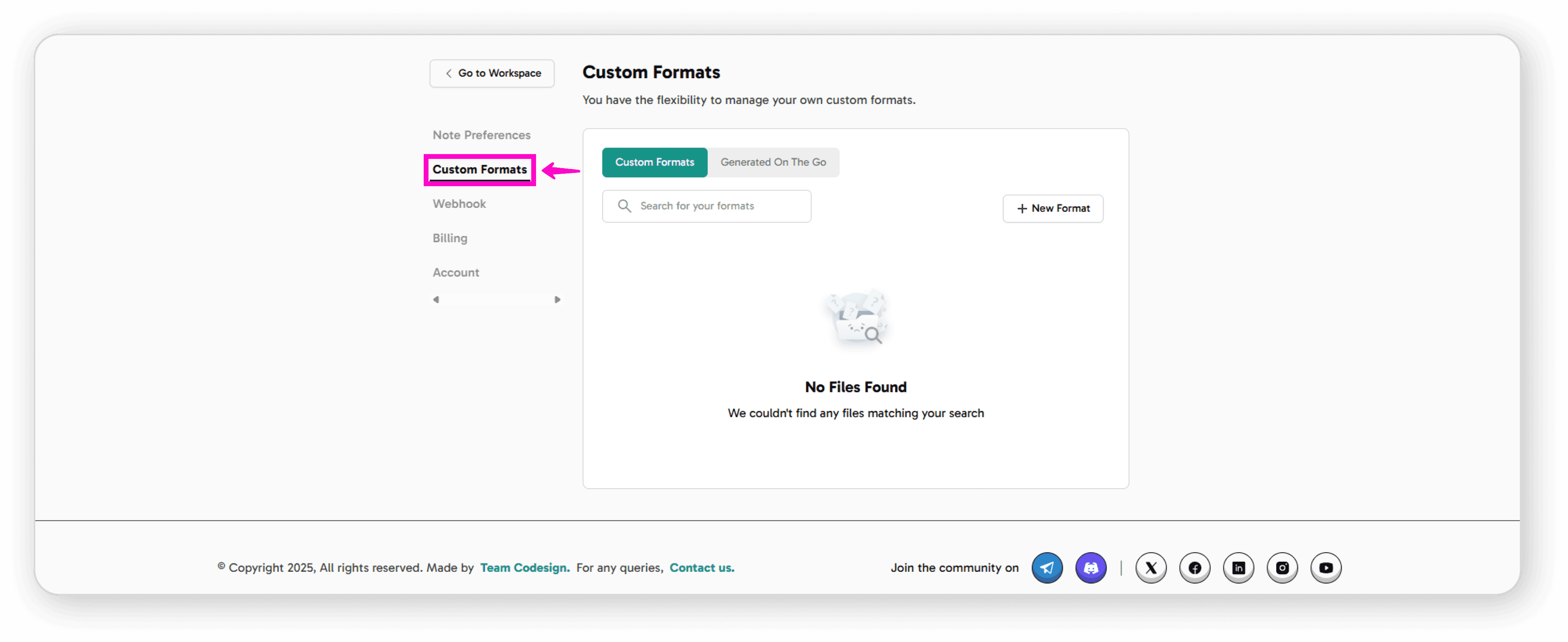 Custom Format option