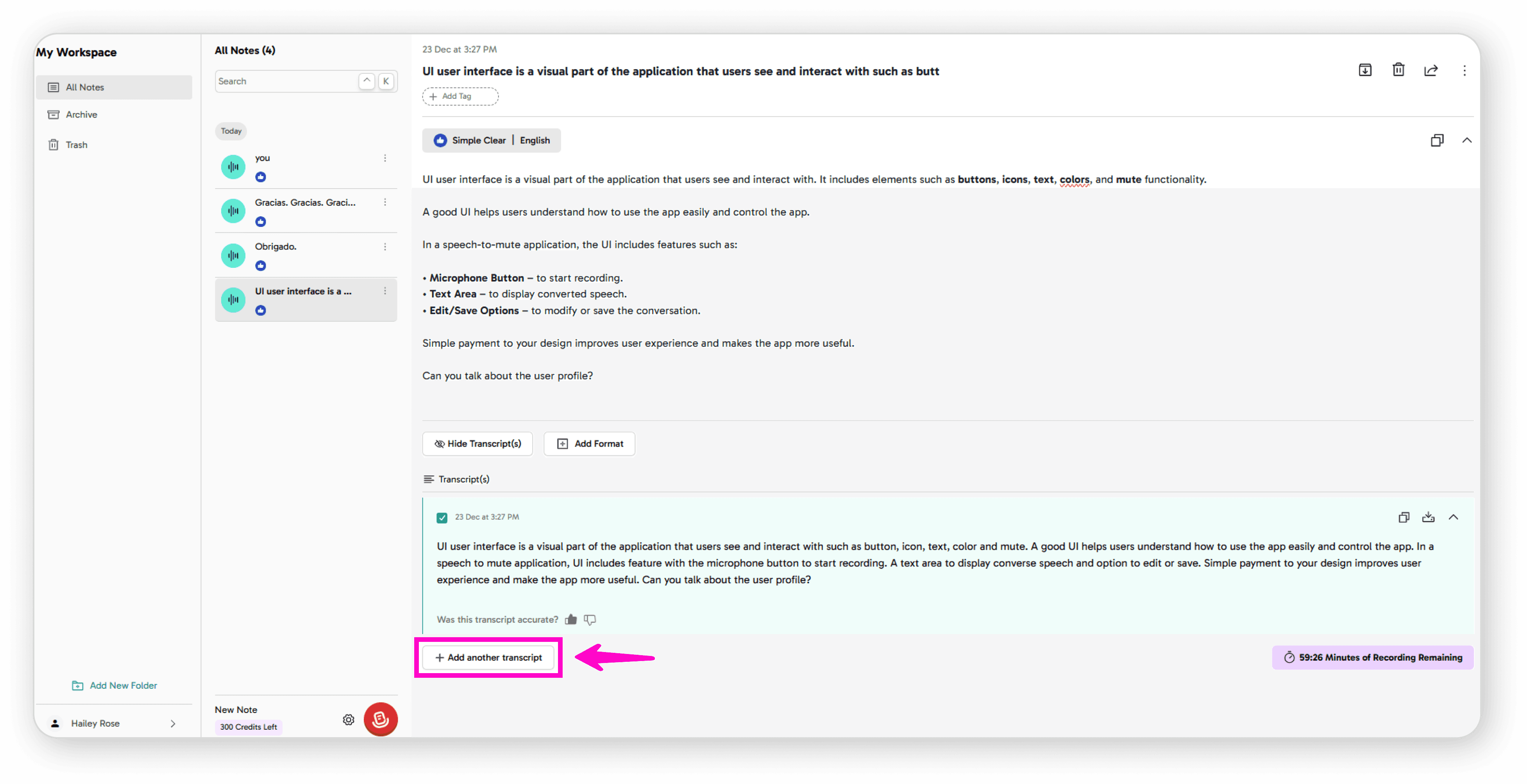 Add additional transcripts