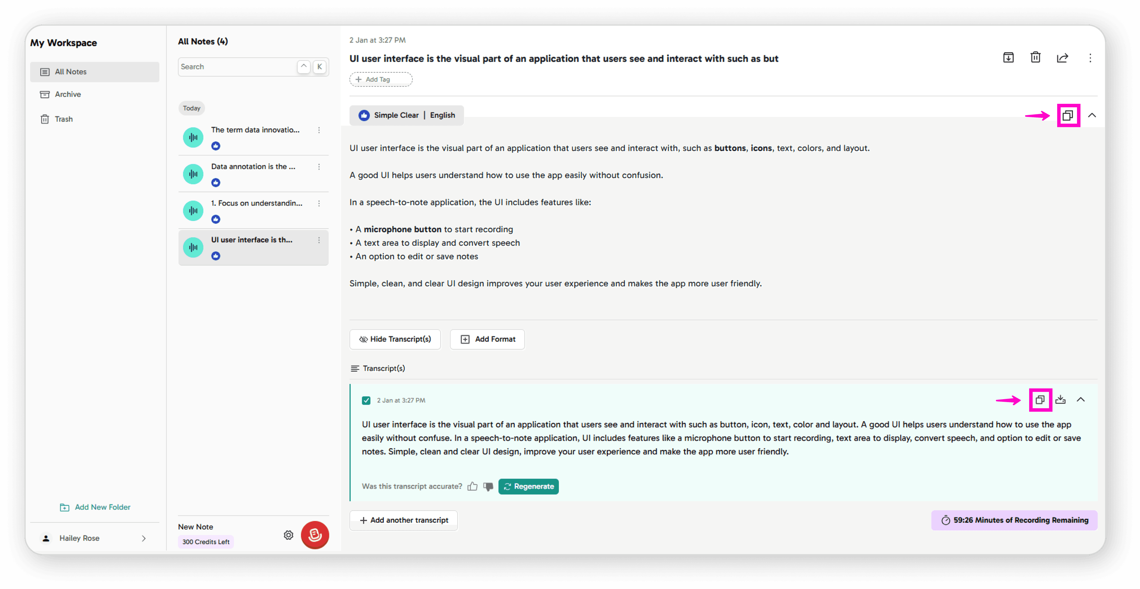 Copy text to clipboard
