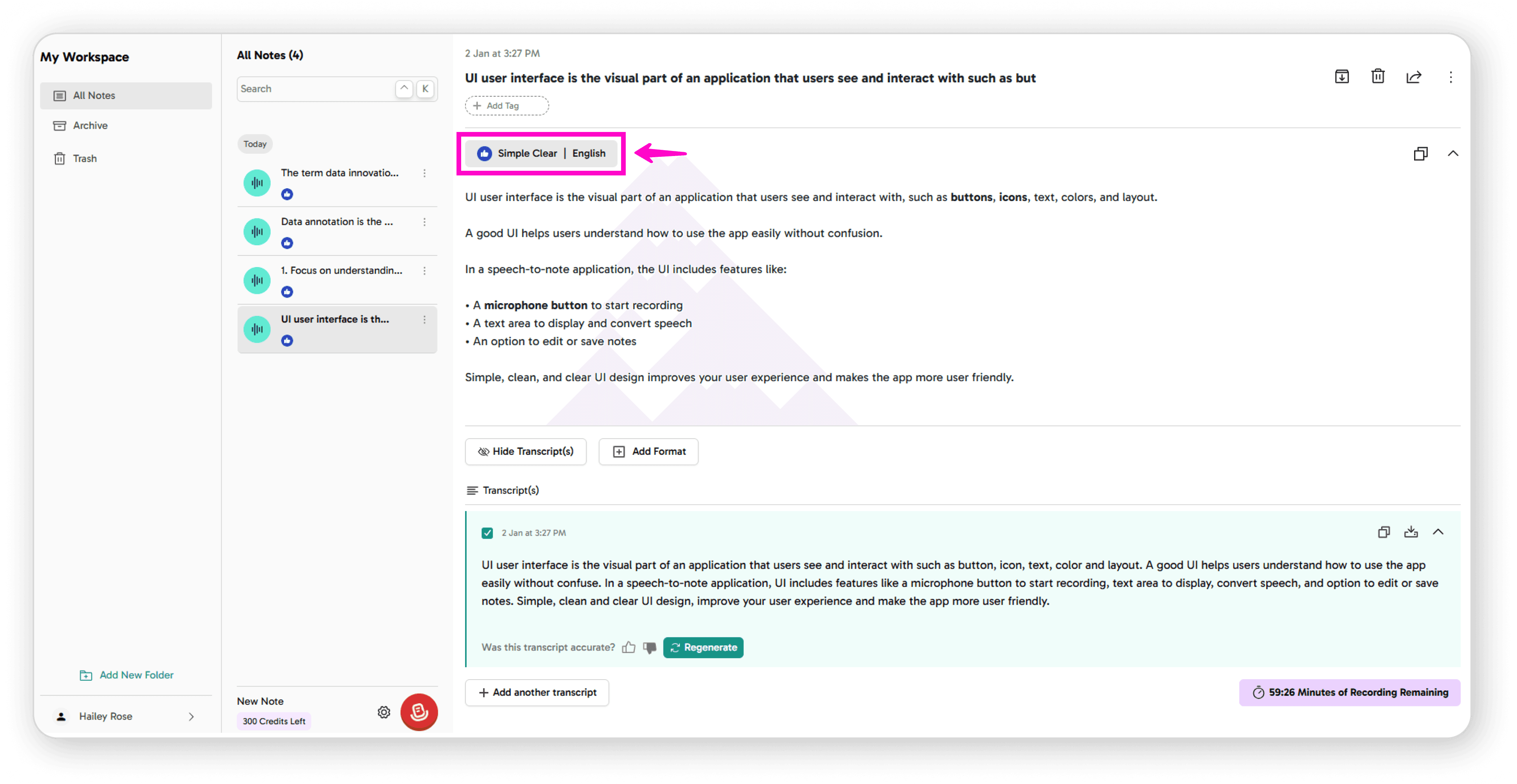 Formatting and language options