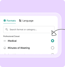 Screenshot showing SOAP note format template for medical documentation