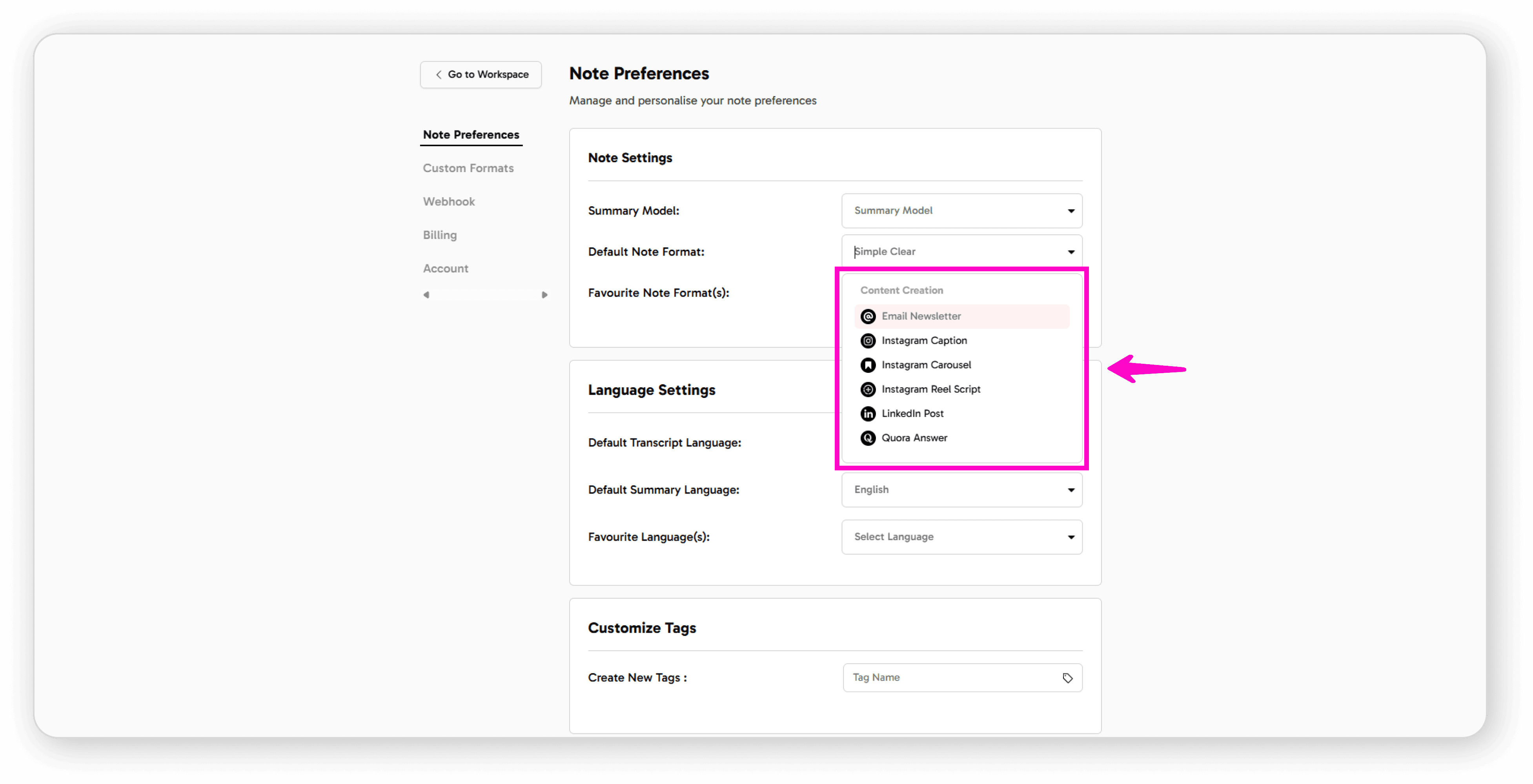 Browse and search formats
