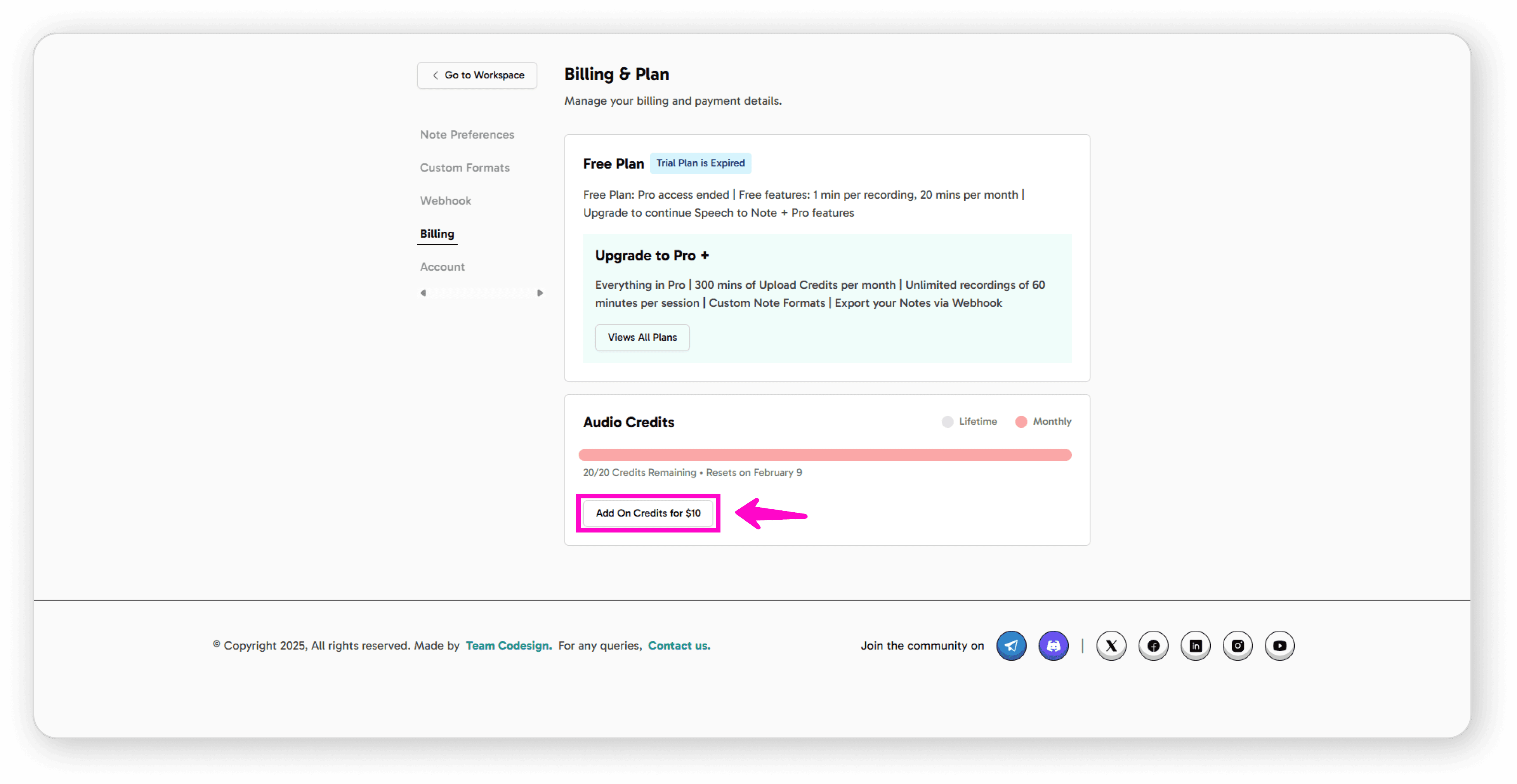 Add-on Credit option